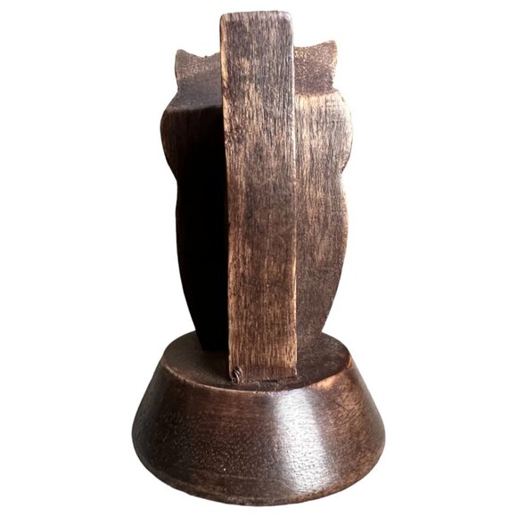Handcarved Wooden Owl Eye Glasses Holder Stand Detailed 4.75" tall x 3" wide - Picture 9 of 11